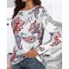 imageCHICGAL Women Long Sleeve Shirts Casual Fall Tees Crew Neck Basic Tunic TopsWhite Paisley
