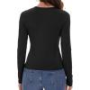 imageWomens Long Sleeve Shirts Basic Tees Y2k Slim Fit T Shirt Crew Neck Trendy Crop Top Casual01black