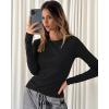 imageWomens Long Sleeve Shirts Basic Tees Y2k Slim Fit T Shirt Crew Neck Trendy Crop Top Casual01black