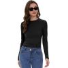 imageWomens Long Sleeve Shirts Basic Tees Y2k Slim Fit T Shirt Crew Neck Trendy Crop Top Casual01black