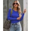 imageWomens Long Sleeve Shirts Basic Tees Y2k Slim Fit T Shirt Crew Neck Trendy Crop Top Casual01royal Blue