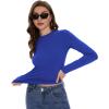 imageWomens Long Sleeve Shirts Basic Tees Y2k Slim Fit T Shirt Crew Neck Trendy Crop Top Casual01royal Blue