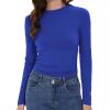 imageWomens Long Sleeve Shirts Basic Tees Y2k Slim Fit T Shirt Crew Neck Trendy Crop Top Casual01royal Blue