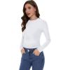 imageWomens Long Sleeve Shirts Basic Tees Y2k Slim Fit T Shirt Crew Neck Trendy Crop Top Casual01white