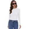 imageWomens Long Sleeve Shirts Basic Tees Y2k Slim Fit T Shirt Crew Neck Trendy Crop Top Casual01white