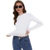 imageWomens Long Sleeve Shirts Basic Tees Y2k Slim Fit T Shirt Crew Neck Trendy Crop Top Casual01white