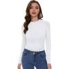imageWomens Long Sleeve Shirts Basic Tees Y2k Slim Fit T Shirt Crew Neck Trendy Crop Top Casual01white