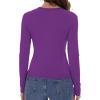 imageWomens Long Sleeve Shirts Basic Tees Y2k Slim Fit T Shirt Crew Neck Trendy Crop Top Casual02dark Purple