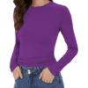 imageWomens Long Sleeve Shirts Basic Tees Y2k Slim Fit T Shirt Crew Neck Trendy Crop Top Casual02dark Purple