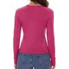 imageWomens Long Sleeve Shirts Basic Tees Y2k Slim Fit T Shirt Crew Neck Trendy Crop Top Casual02hot Pink