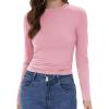 imageWomens Long Sleeve Shirts Basic Tees Y2k Slim Fit T Shirt Crew Neck Trendy Crop Top Casual02light Pink