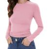 imageWomens Long Sleeve Shirts Basic Tees Y2k Slim Fit T Shirt Crew Neck Trendy Crop Top Casual02light Pink
