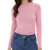 imageWomens Long Sleeve Shirts Basic Tees Y2k Slim Fit T Shirt Crew Neck Trendy Crop Top Casual02light Pink