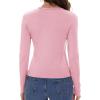 imageWomens Long Sleeve Shirts Basic Tees Y2k Slim Fit T Shirt Crew Neck Trendy Crop Top Casual02light Pink