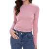 imageWomens Long Sleeve Shirts Basic Tees Y2k Slim Fit T Shirt Crew Neck Trendy Crop Top Casual02light Pink