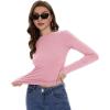 imageWomens Long Sleeve Shirts Basic Tees Y2k Slim Fit T Shirt Crew Neck Trendy Crop Top Casual02light Pink