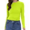 imageWomens Long Sleeve Shirts Basic Tees Y2k Slim Fit T Shirt Crew Neck Trendy Crop Top Casual02neon Green