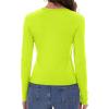 imageWomens Long Sleeve Shirts Basic Tees Y2k Slim Fit T Shirt Crew Neck Trendy Crop Top Casual02neon Green