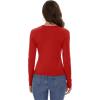 imageWomens Long Sleeve Shirts Basic Tees Y2k Slim Fit T Shirt Crew Neck Trendy Crop Top Casual02red