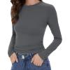 imageWomens Long Sleeve Shirts Basic Tees Y2k Slim Fit T Shirt Crew Neck Trendy Crop Top Casual03deep Grey