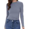 imageWomens Long Sleeve Shirts Basic Tees Y2k Slim Fit T Shirt Crew Neck Trendy Crop Top Casual03haze Blue
