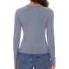 imageWomens Long Sleeve Shirts Basic Tees Y2k Slim Fit T Shirt Crew Neck Trendy Crop Top Casual03haze Blue