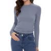 imageWomens Long Sleeve Shirts Basic Tees Y2k Slim Fit T Shirt Crew Neck Trendy Crop Top Casual03haze Blue