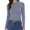 imageWomens Long Sleeve Shirts Basic Tees Y2k Slim Fit T Shirt Crew Neck Trendy Crop Top Casual03haze Blue