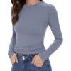imageWomens Long Sleeve Shirts Basic Tees Y2k Slim Fit T Shirt Crew Neck Trendy Crop Top Casual03haze Blue