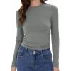 imageWomens Long Sleeve Shirts Basic Tees Y2k Slim Fit T Shirt Crew Neck Trendy Crop Top Casual03light Grey