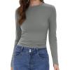 imageWomens Long Sleeve Shirts Basic Tees Y2k Slim Fit T Shirt Crew Neck Trendy Crop Top Casual03light Grey
