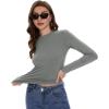 imageWomens Long Sleeve Shirts Basic Tees Y2k Slim Fit T Shirt Crew Neck Trendy Crop Top Casual03light Grey