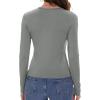imageWomens Long Sleeve Shirts Basic Tees Y2k Slim Fit T Shirt Crew Neck Trendy Crop Top Casual03light Grey