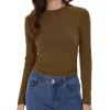 imageWomens Long Sleeve Shirts Basic Tees Y2k Slim Fit T Shirt Crew Neck Trendy Crop Top Casual04coffee