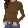 imageWomens Long Sleeve Shirts Basic Tees Y2k Slim Fit T Shirt Crew Neck Trendy Crop Top Casual04coffee