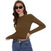 imageWomens Long Sleeve Shirts Basic Tees Y2k Slim Fit T Shirt Crew Neck Trendy Crop Top Casual04coffee