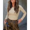 imageWomens Long Sleeve Shirts Basic Tees Y2k Slim Fit T Shirt Crew Neck Trendy Crop Top Casual04khaki