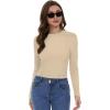 imageWomens Long Sleeve Shirts Basic Tees Y2k Slim Fit T Shirt Crew Neck Trendy Crop Top Casual04khaki