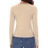 imageWomens Long Sleeve Shirts Basic Tees Y2k Slim Fit T Shirt Crew Neck Trendy Crop Top Casual04khaki