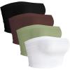 image4 Pieces Tube Top Strapless Tops for Women Summer Bandeau Basic Crop Tops Sleeveless ShirtBlack brown navy Green white