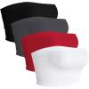 image4 Pieces Tube Top Strapless Tops for Women Summer Bandeau Basic Crop Tops Sleeveless ShirtBlack deep Grey red white