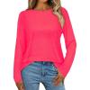 imageCHICGAL Women Long Sleeve Shirts Casual Fall Tees Crew Neck Basic Tunic TopsBright Pink