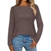 imageCHICGAL Women Long Sleeve Shirts Casual Fall Tees Crew Neck Basic Tunic TopsDeep Brown