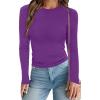 imageWomens Long Sleeve Shirts Basic Tees Y2k Slim Fit T Shirt Crew Neck Trendy Crop Top Casual02dark Purple