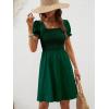 imageBerydress Womens Summer Dresses 2025 Pockets Short Sleeve Square Neck Flowy A Line Casual Beach Smocked Mini Sun DressDark Green