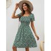 imageBerydress Womens Summer Dresses 2025 Pockets Short Sleeve Square Neck Flowy A Line Casual Beach Smocked Mini Sun DressGreen Flower