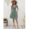 imageBerydress Womens Summer Dresses 2025 Pockets Short Sleeve Square Neck Flowy A Line Casual Beach Smocked Mini Sun DressGreen Flower