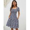 imageBerydress Womens Summer Dresses 2025 Pockets Short Sleeve Square Neck Flowy A Line Casual Beach Smocked Mini Sun DressNavy Flower