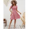 imageBerydress Womens Summer Dresses 2025 Pockets Short Sleeve Square Neck Flowy A Line Casual Beach Smocked Mini Sun DressPink Flower