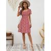 imageBerydress Womens Summer Dresses 2025 Pockets Short Sleeve Square Neck Flowy A Line Casual Beach Smocked Mini Sun DressRed Floral